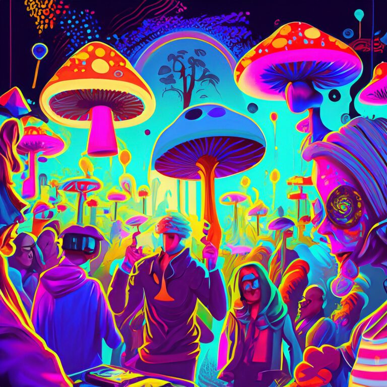People on psychedelic festival